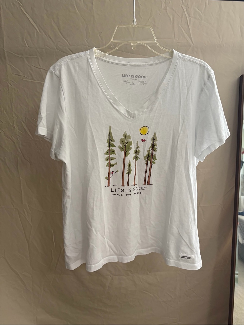 Life is Good White 'Among the Trees' V-Neck Tee